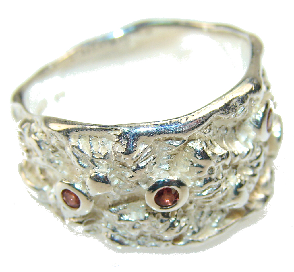 Inspire Italy Made Garnet Sterling Silver Ring s. 6 1/2