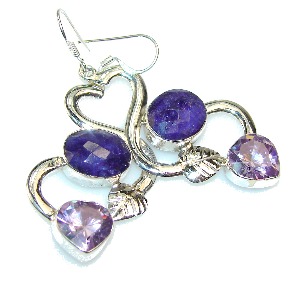 Natural Beauty!! Sapphire Sterling Silver earrings