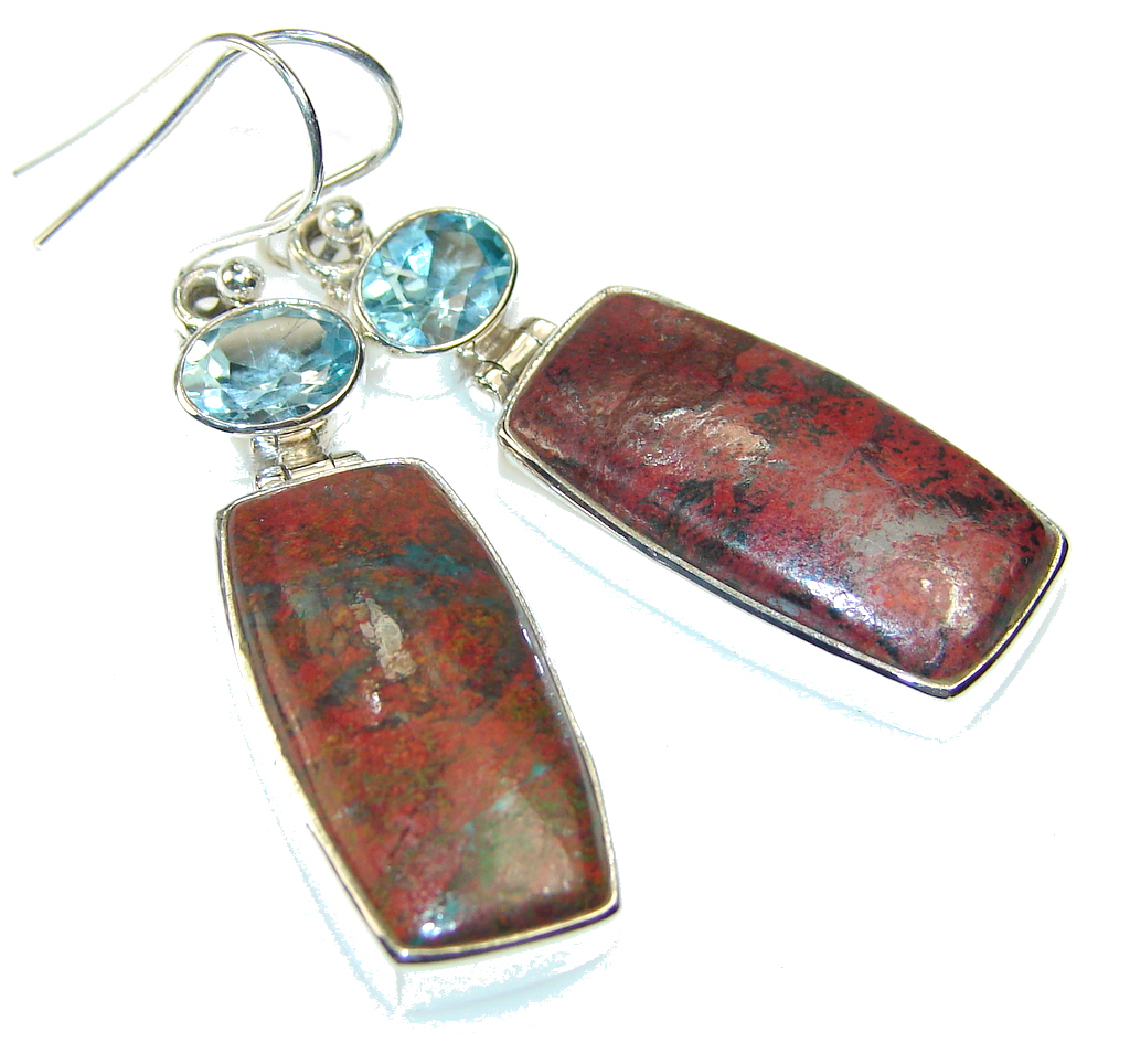 Movment Red Sonora Jasper Sterling Silver earrings