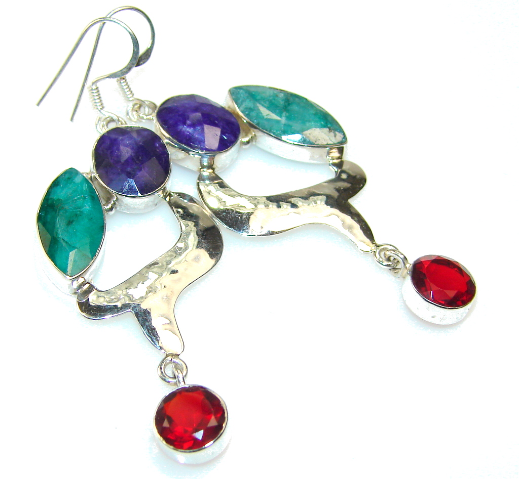 Store Of Love!! Green Emerald Sterling Silver earrings