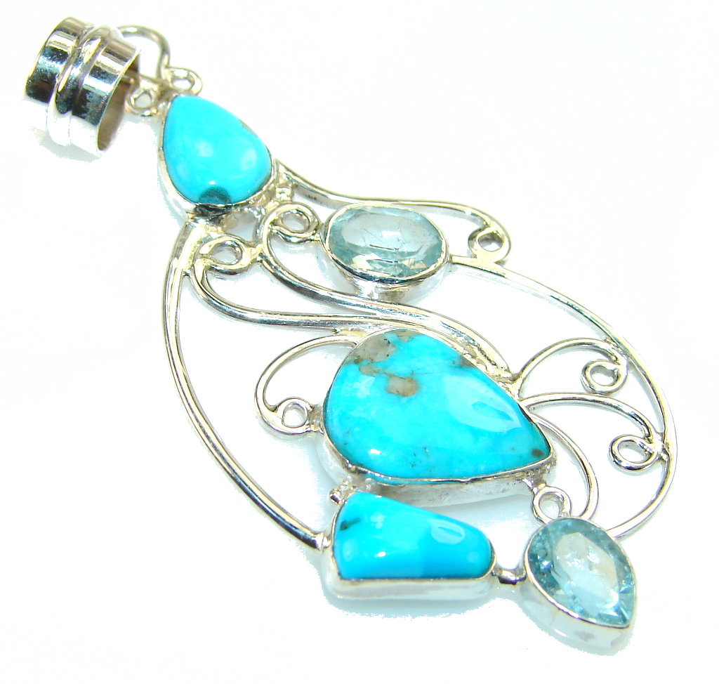Passion Blue Turquoise Sterling Silver Pendant