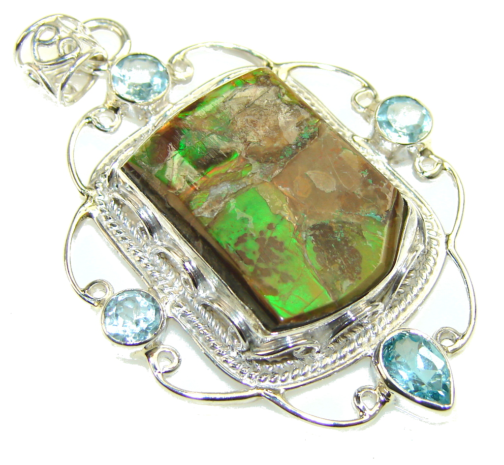 Gentle Ammolite Sterling Silver Pendant