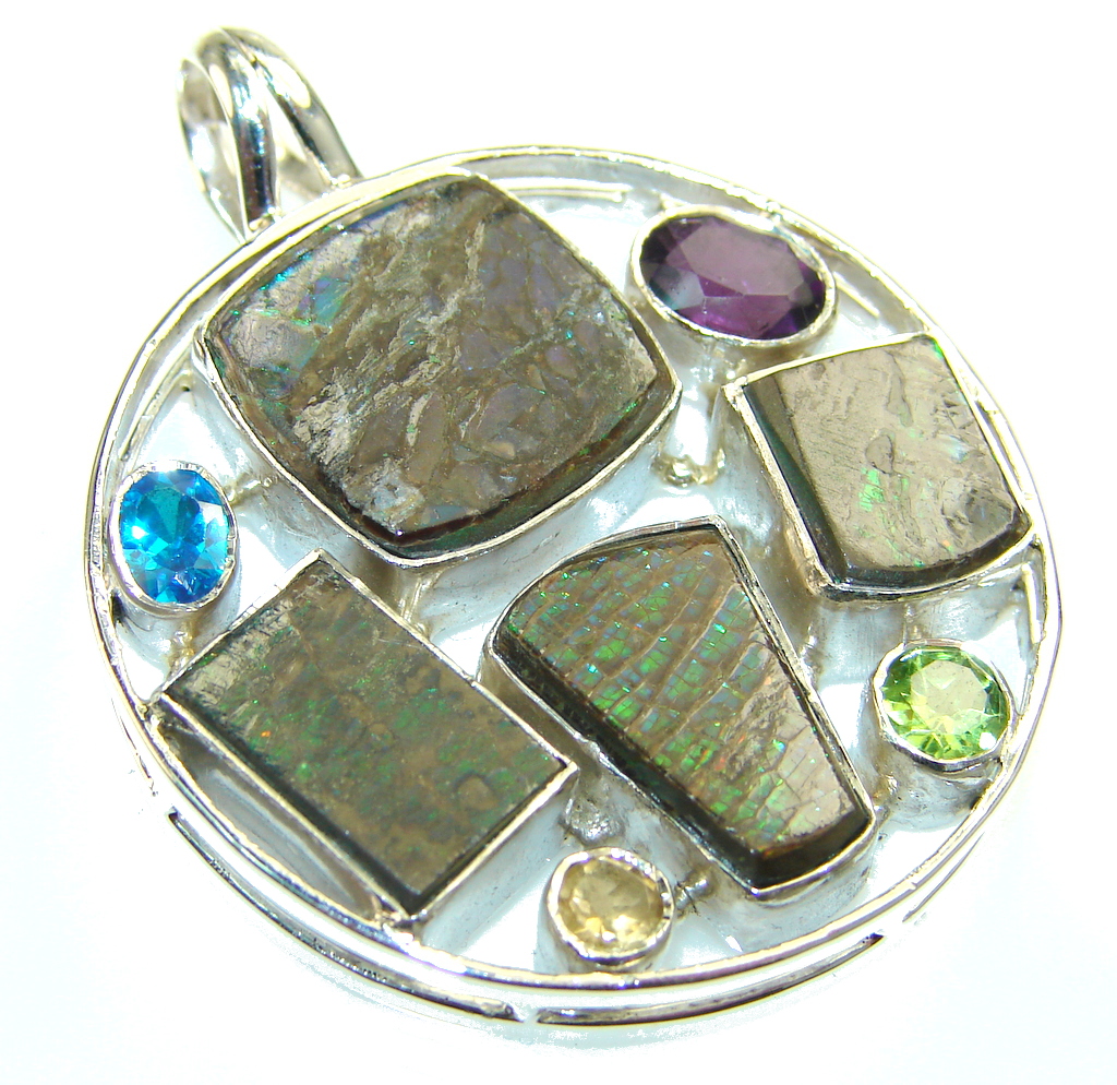 Amazing Ammolite Sterling Silver Pendant