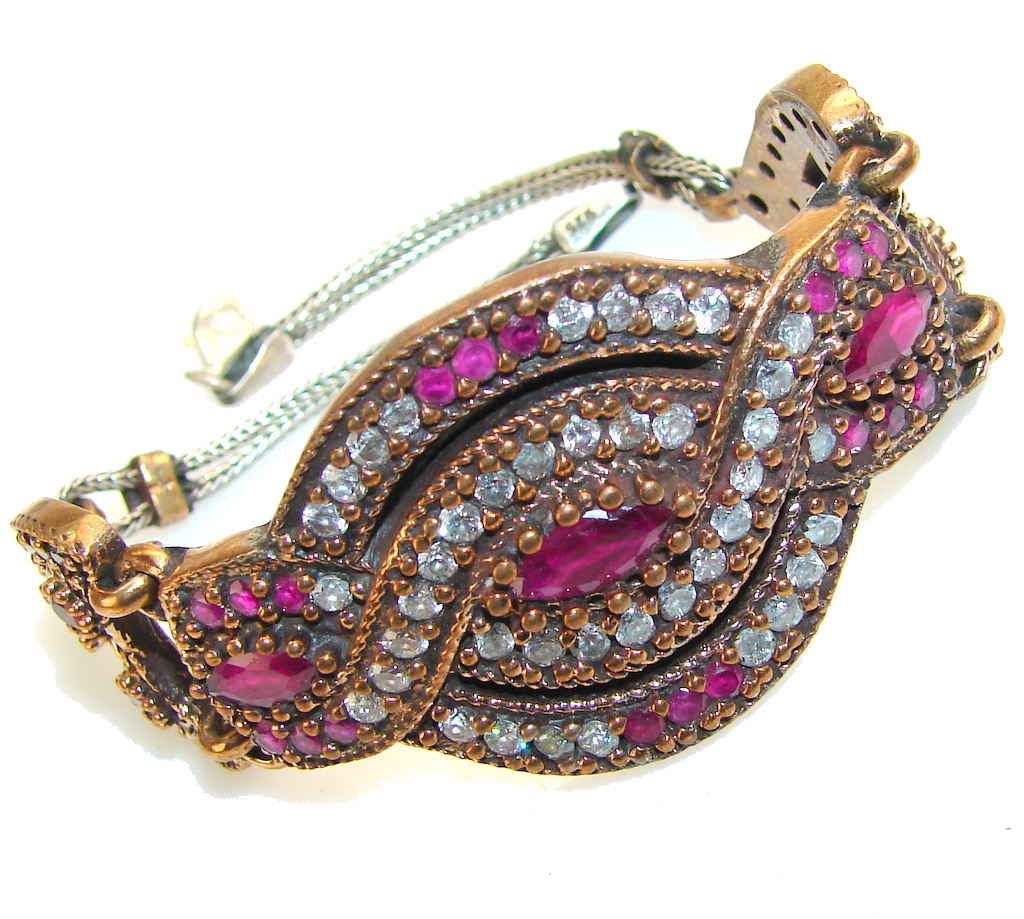 Voice Of The Wind!! Pink Ruby Sterling Silver Bracelet