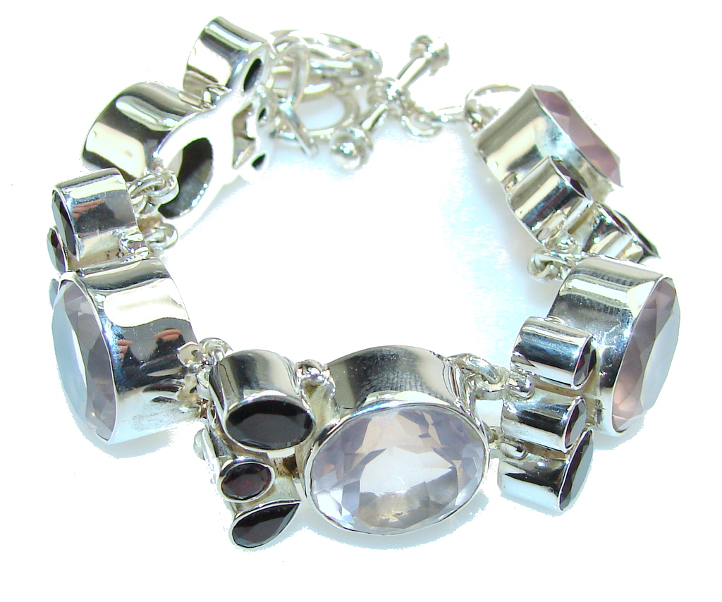 Secret Pink!! Rose Quartz Sterling Silver Bracelet