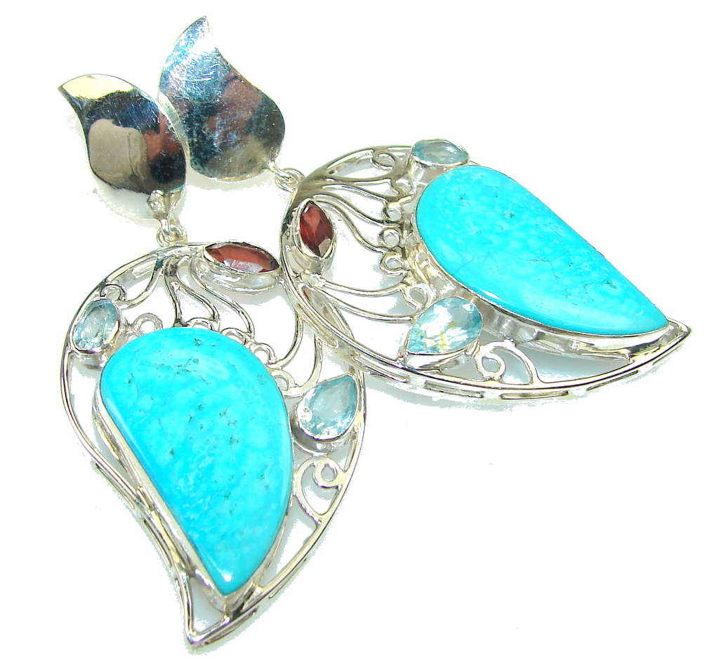Awesome Color Of Turquoise Sterling Silver earrings