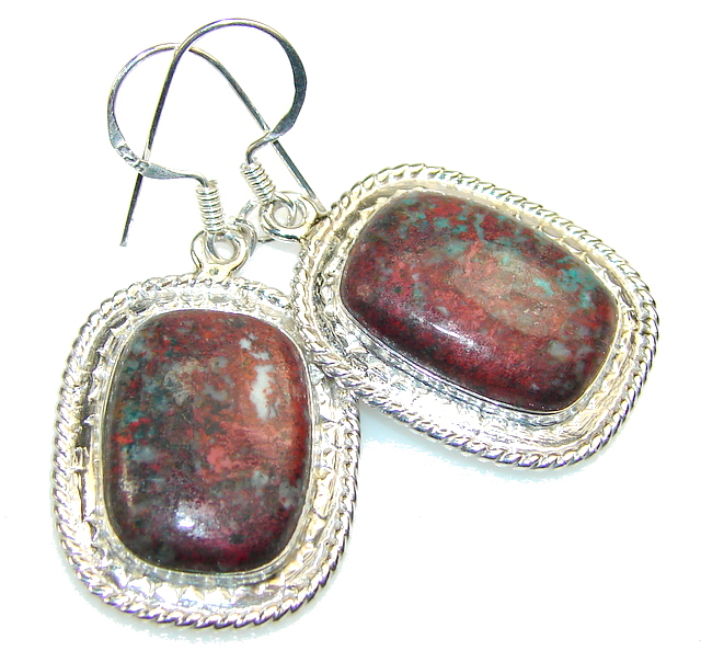 Classy Red Sonora Jasper Sterling Silver earrings