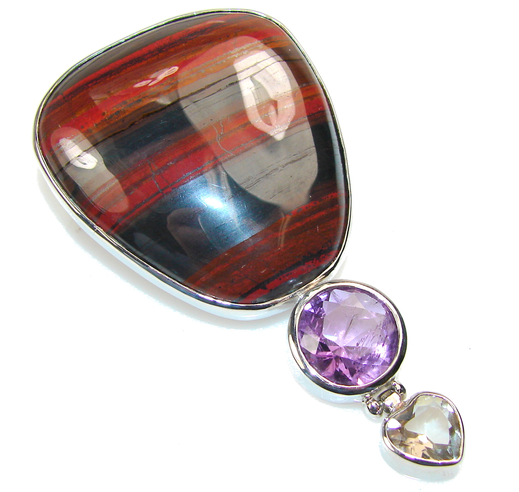 Fantastic Design Of Iron Tiger's Eye Sterling Silver Pendant