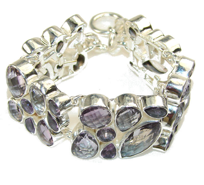 Tropisal Glow!!! Purple Amethyst Sterling Silver Bracelet