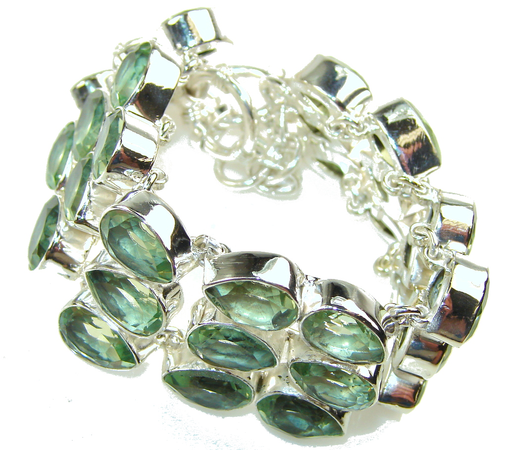 Lime Treasure!! Apatite Quartz Sterling Silver Bracelet