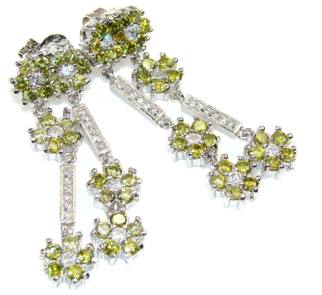 Stylish Peridot Quartz Sterling Silver earrings