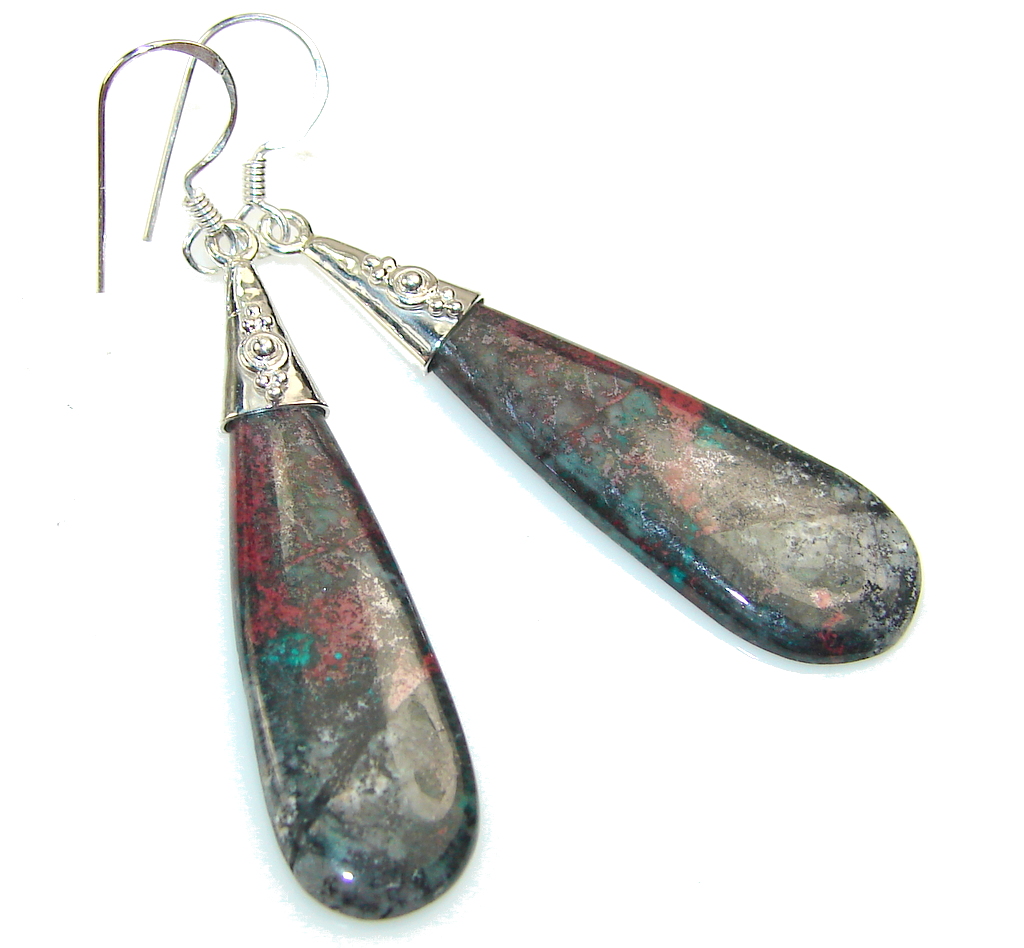 Grown Jewel!! Red Sonora Jasper Sterling Silver earrings