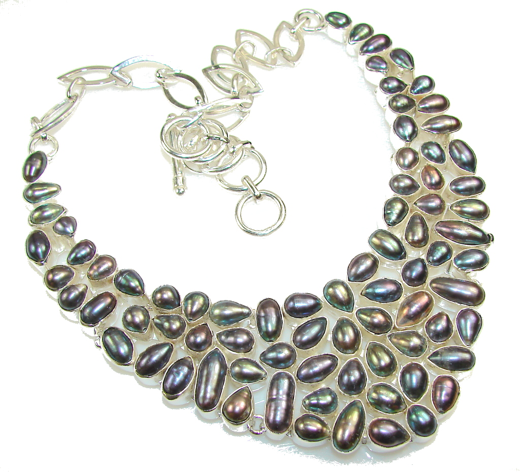 Fabulous Design!! Mother Of Pearl Sterling Silver necklace