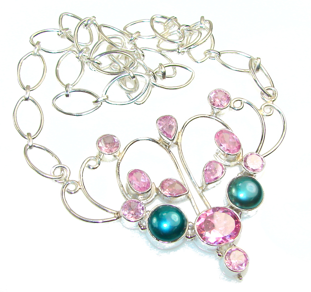Best Friends!! Pink Quartz Sterling Silver necklace