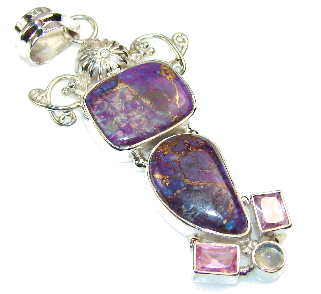 Fantastic Copper Turquoise Sterling Silver Pendant