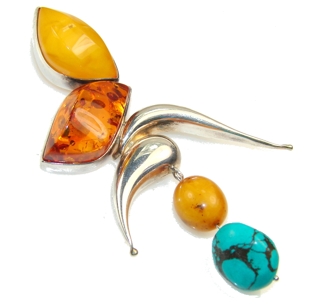 Huge!! New Fabulous Design!! Butterscotch Polish Amber Sterling Silver Pendant