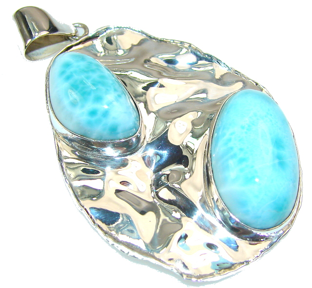 Fabulous Blue Larimar Sterling Silver Pendant