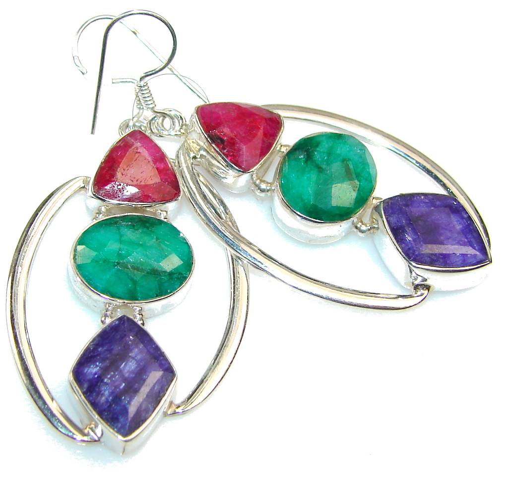 More Fun!! Blue Sapphire Sterling Silver earrings