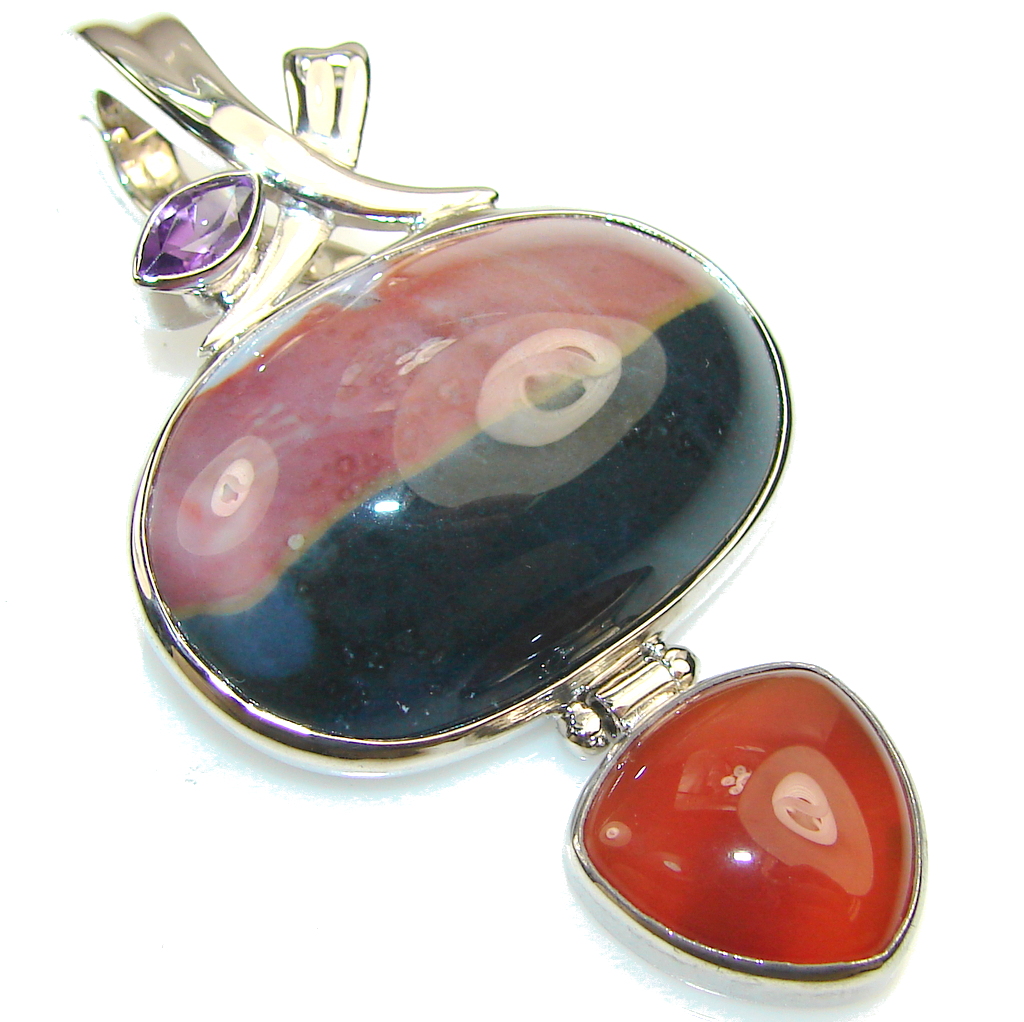 Beautiful Design!! Ocean Jasper Sterling Silver Pendant