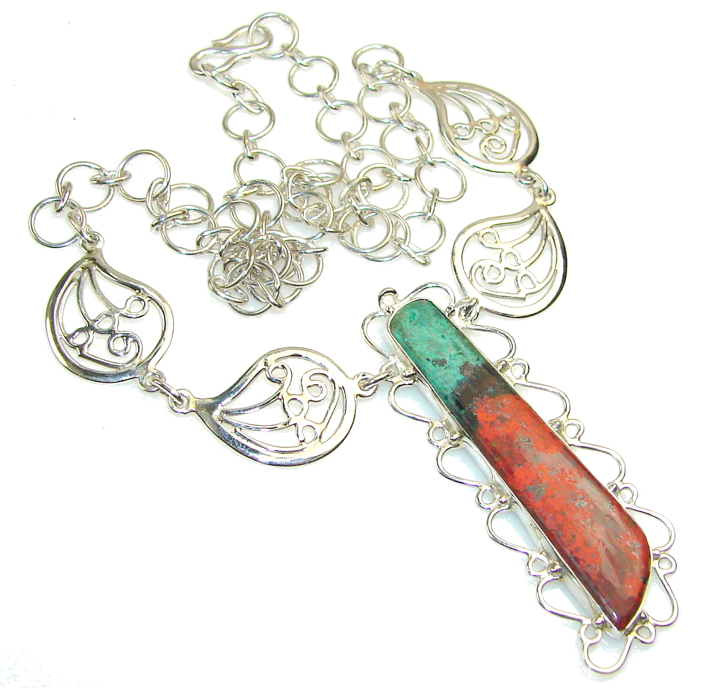 Halo Of Beauty!! Red Sonora Jasper Sterling Silver Necklace