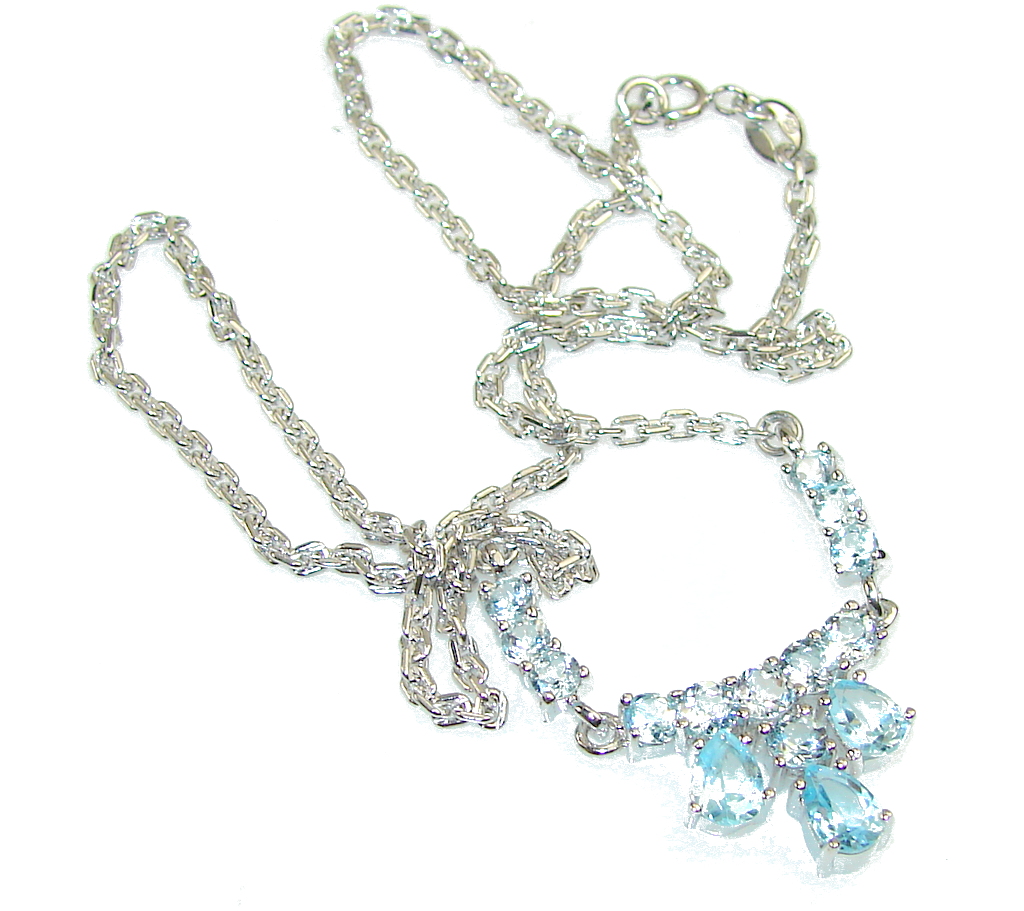 Amazing Light Swiss Blue Topaz Sterling Silver necklace