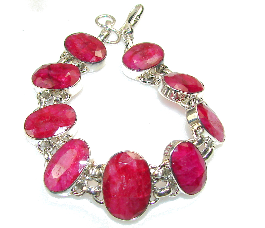 Aura Of Beauty!! Pink Ruby Sterling Silver Bracelet