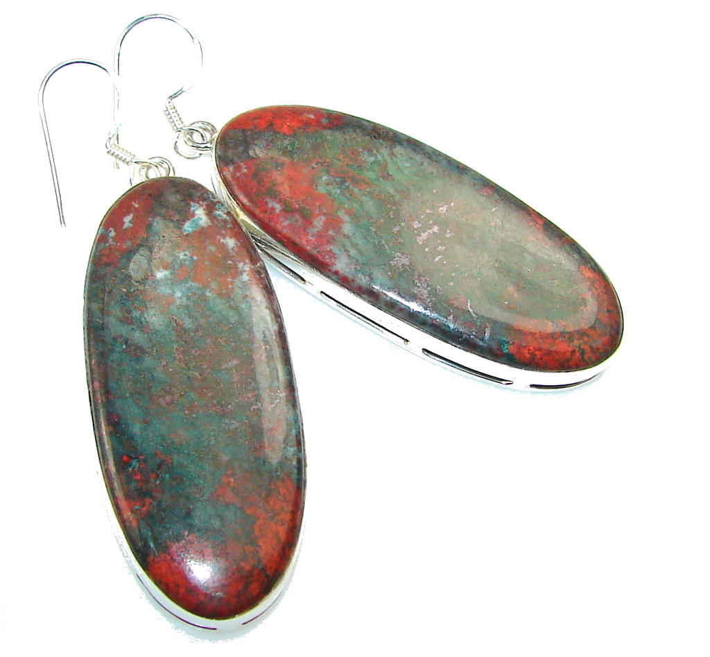 Classy! Red Sonora Jasper Sterling Silver earrings