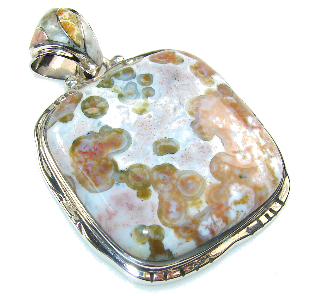 Amazing Design!! Ocean Jasper Sterling Silver Pendant