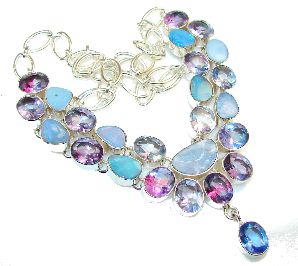 Awesome Color Changing Quartz Sterling Silver necklace