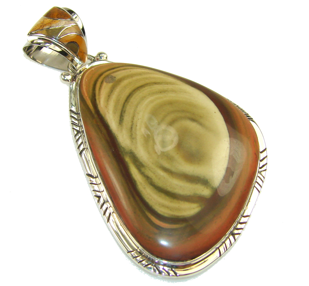 Huge!! Fabulous Wild Horse Jasper Sterling Silver Pendant