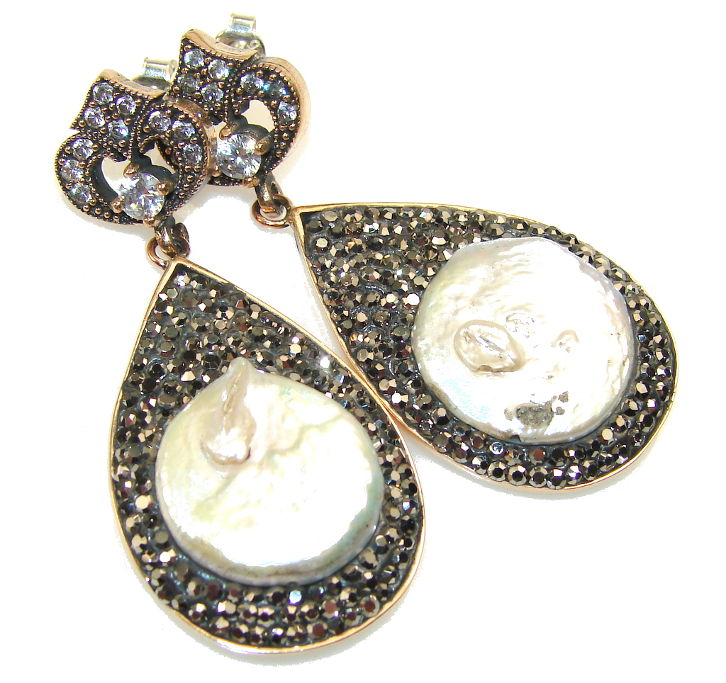 Turkish Design!! Mother of Pearl Sterling Silver earrings
