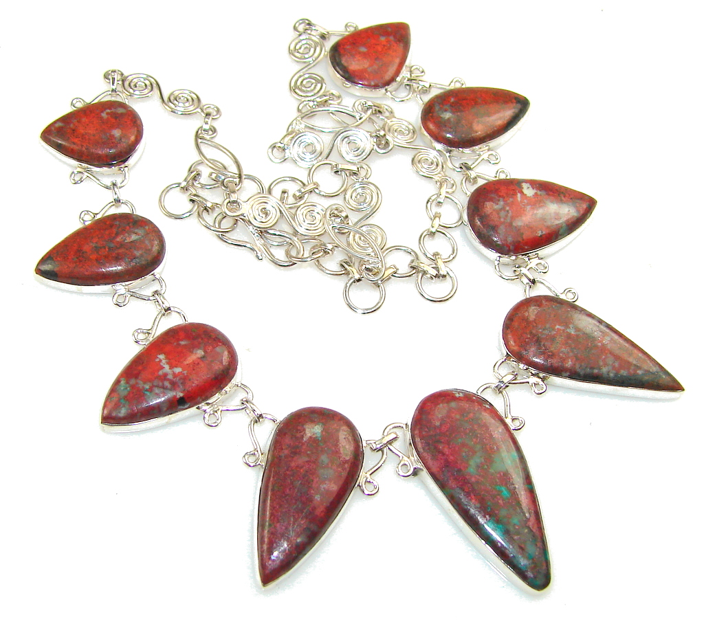 Natural Red Sonora Jasper Sterling Silver Necklace