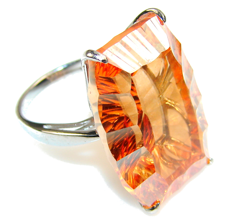 Awesome Golden Topaz Sterling Silver Ring s. 7 1/2