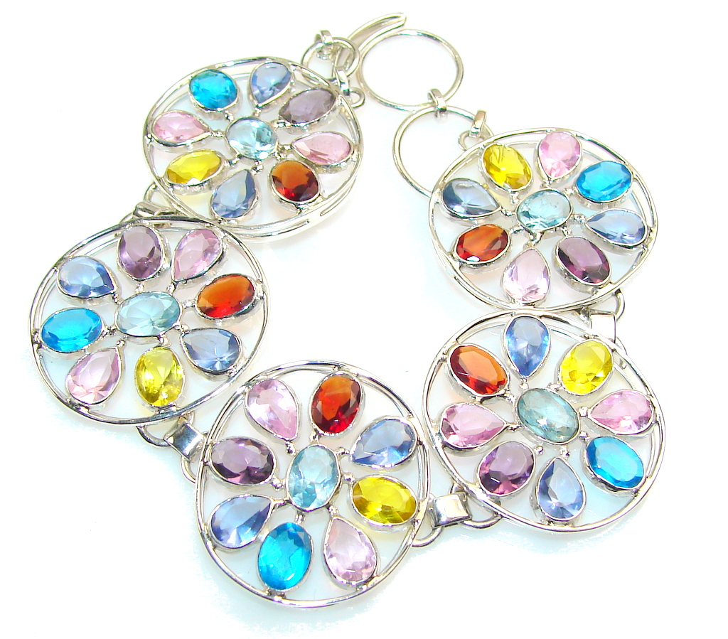 Paradise!! Multicolor Quartz Sterling Silver Bracelet