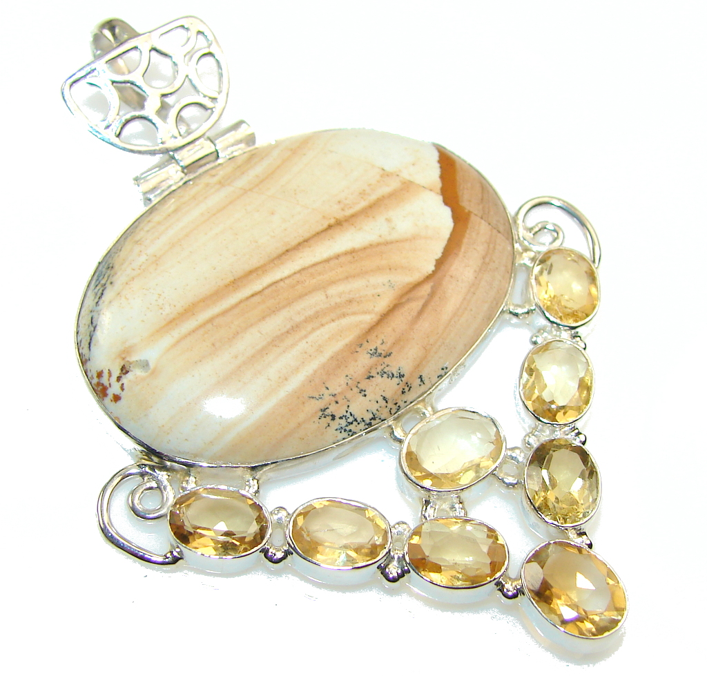 Big Natural Beauty!! Picture Jasper Sterling Silver Pendant