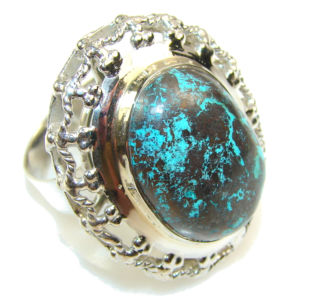 Big!! Fabulous Color Of Chrysocolla Sterling Silver ring s. 11