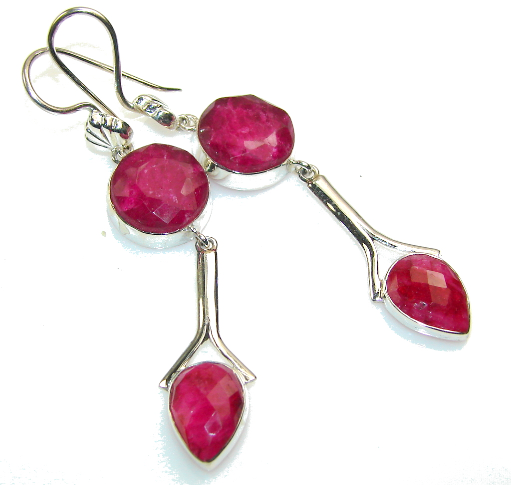 Exotic Pink Ruby Sterling Silver earrings