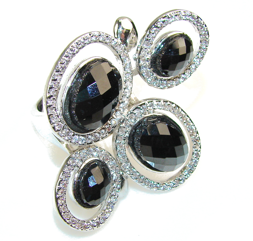 Large!! Excellent Hematite Sterling Silver Ring s. 7