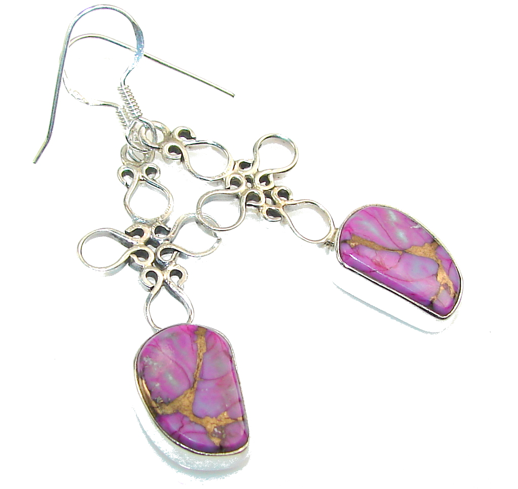 Classic Purple Copper Turquoise Sterling Silver earrings