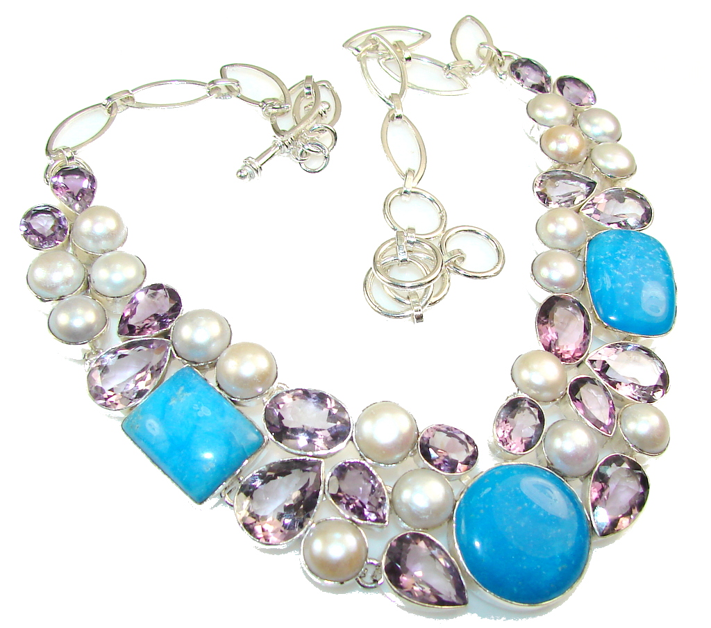 Awesome Blue Sea Sediment Jasper Sterling Silver necklace