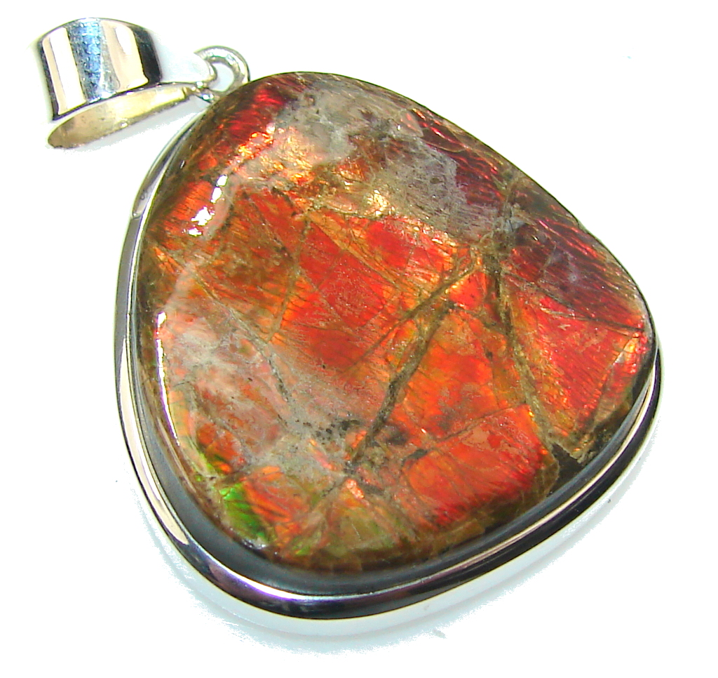 Inspire Red Ammolite Sterling Silver Pendant