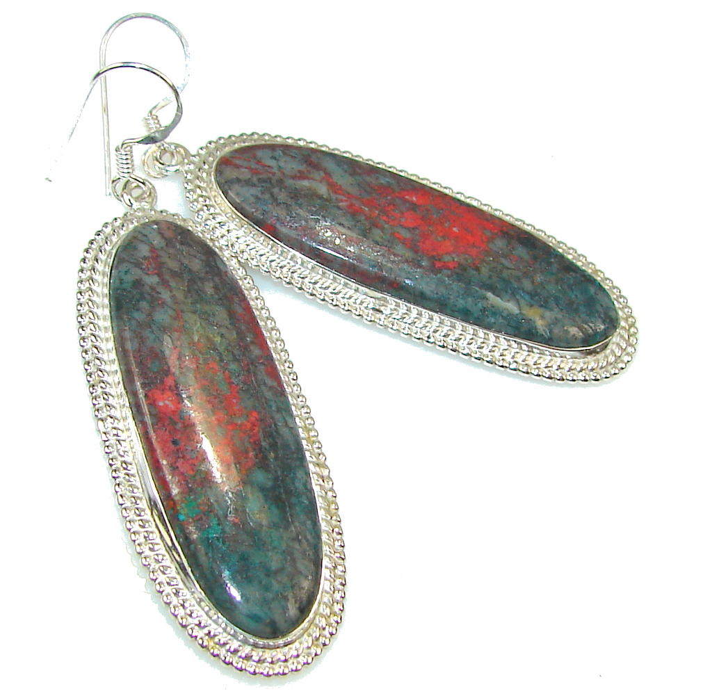 Excellent Red Sonora Jasper Sterling Silver earrings