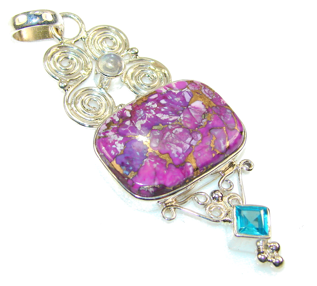 Amazing Copper Turquoise Sterling Silver Pendant