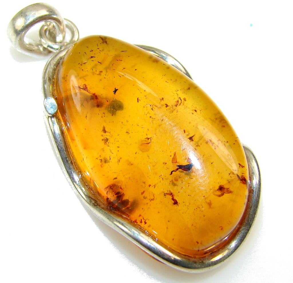 Empress Yellow Polish Amber Sterling Silver Pendant