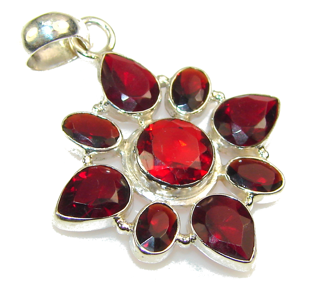 Sweet Created Garnet Sterling Silver Pendant