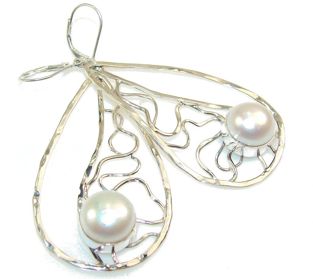 Amazing Design Of Fresh Water Pearl Sterling Silver Earrings