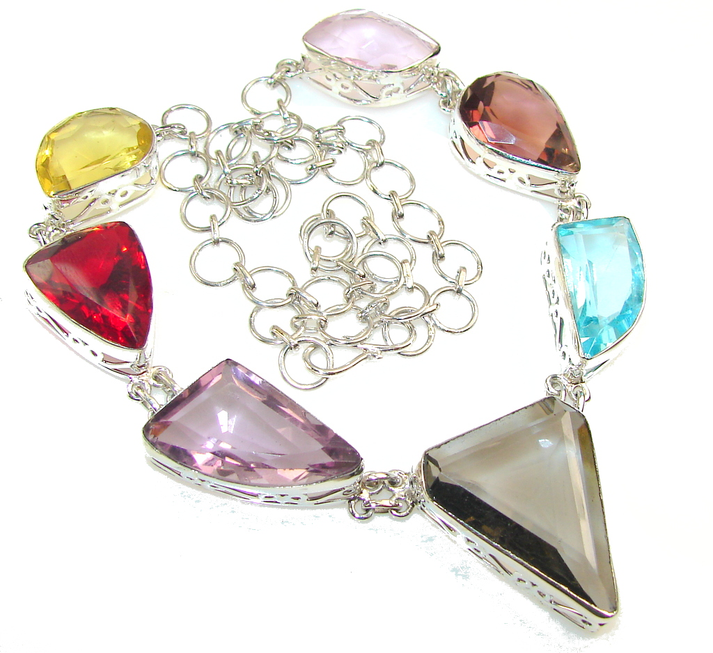 Summer Lights!! Multicolor Quartz Sterling Silver necklace