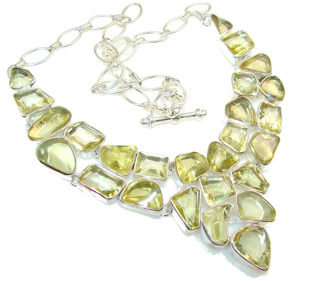 Summer Day!! Yellow Citrine Sterling Silver necklace