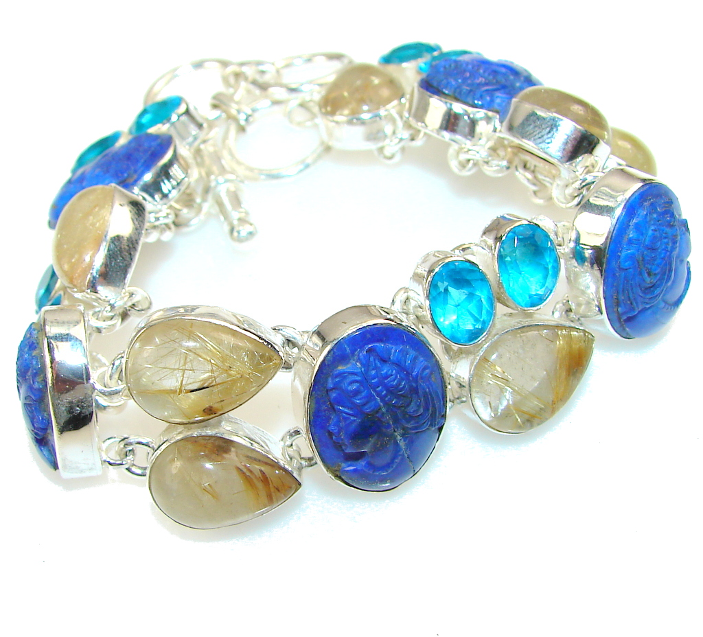 Secret Beauty Lapis Lazuli Sterling Silver Bracelet