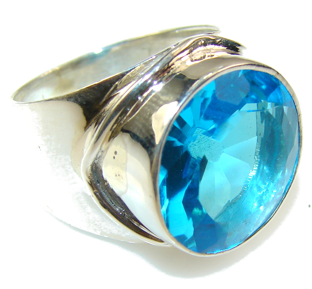 Amazing Blue Quartz Sterling Silver Ring s. 8 1/2